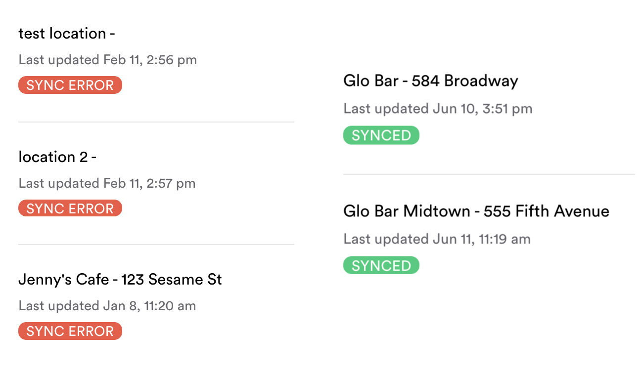 LocalSync warning and error states
