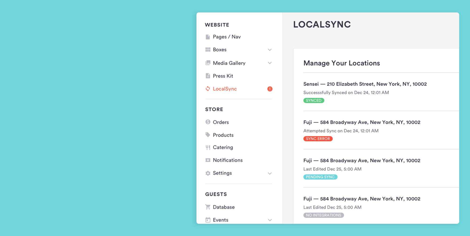 LocalSync interface