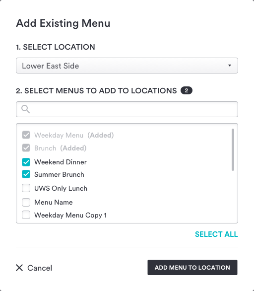Online ordering menu detail