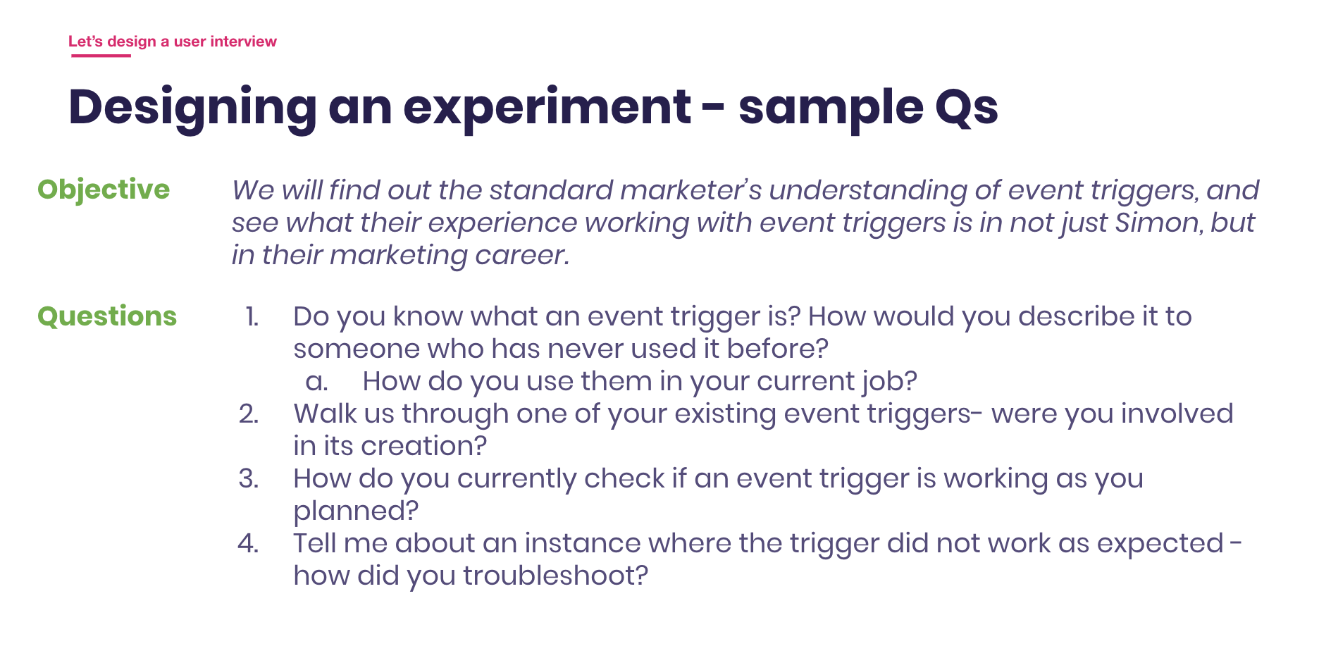 Sample workshop questions