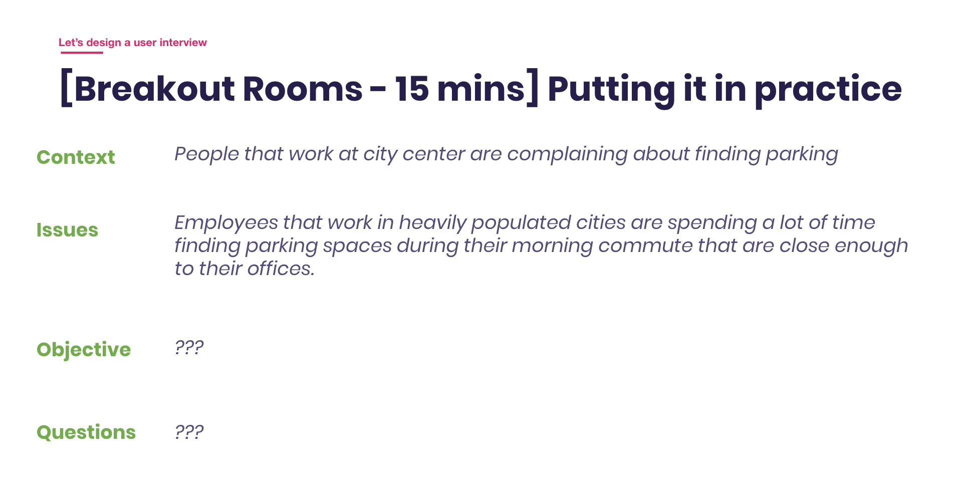 Workshop prompt for participants